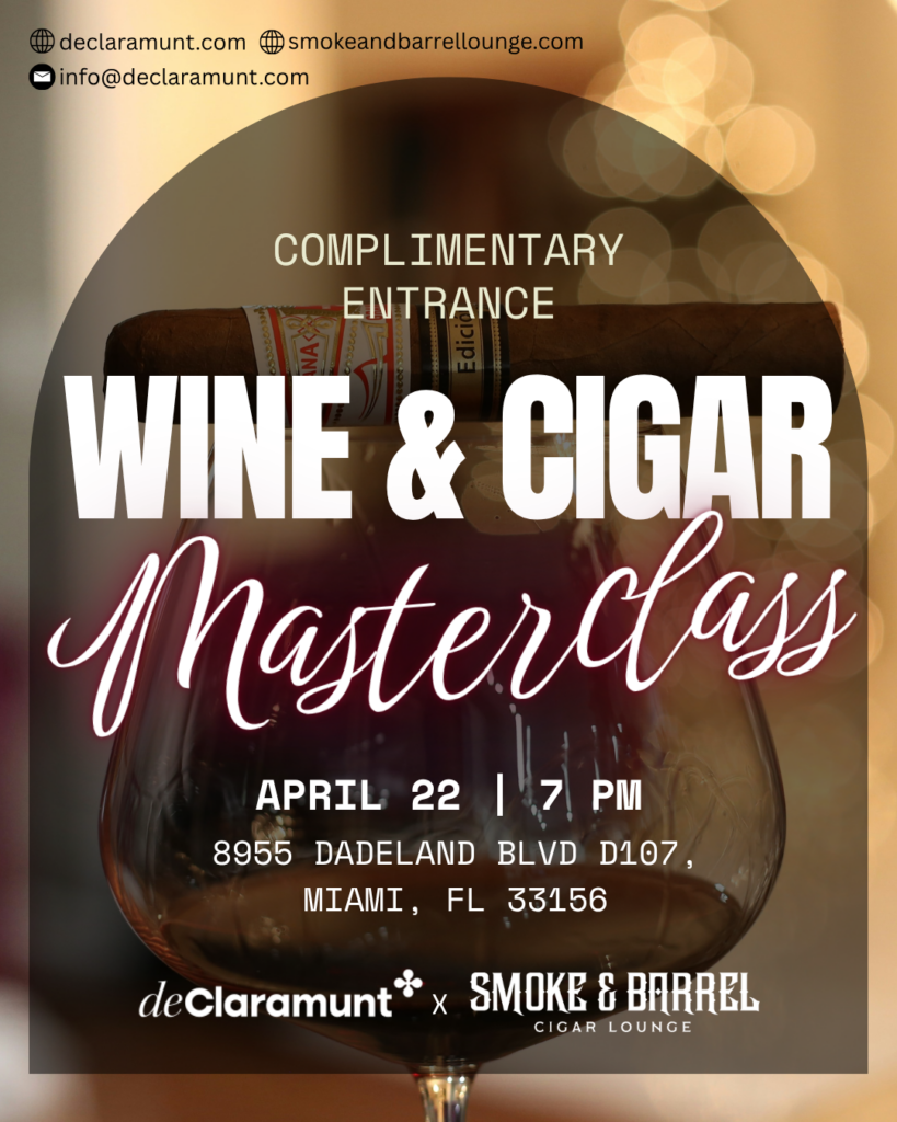 Wine and Cigar Masterclass by deClaramunt in Miami